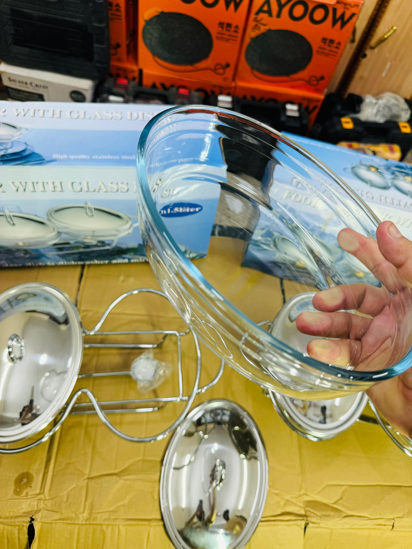 Food warmer & buffet glass dish set