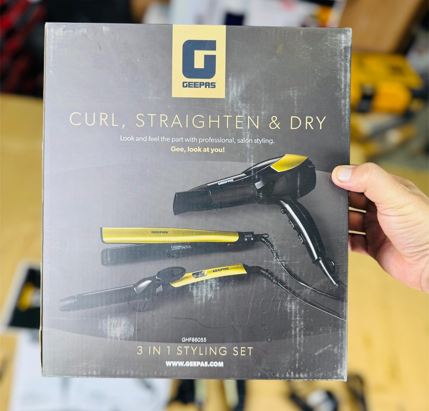 3-in-1 Hair Dryer Curler & Straightener Combo Set Styling Kit 86055