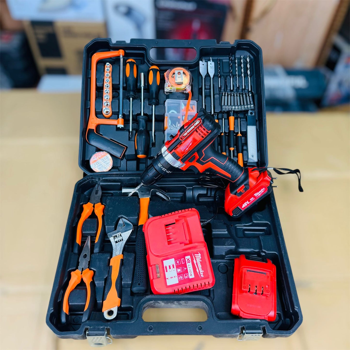 milwaukee 117 pcs drill machine with toolkit set