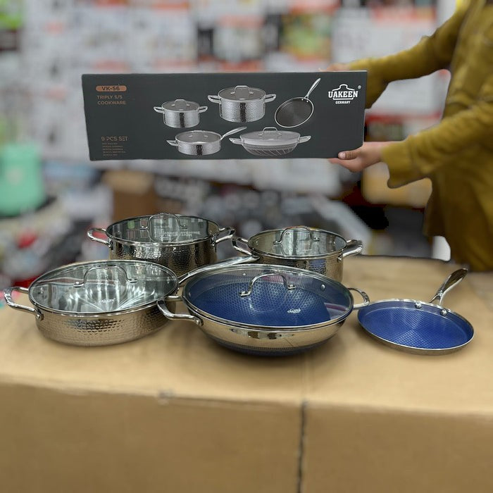 UAKEEN 9pcs triply stainless steel cookware set VK_56 – Karkhano Bazar