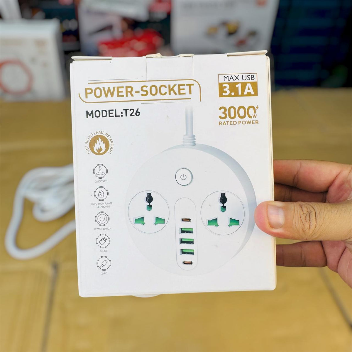 Power Socket Extension M-T26 – Multi-Outlet Extension Socket