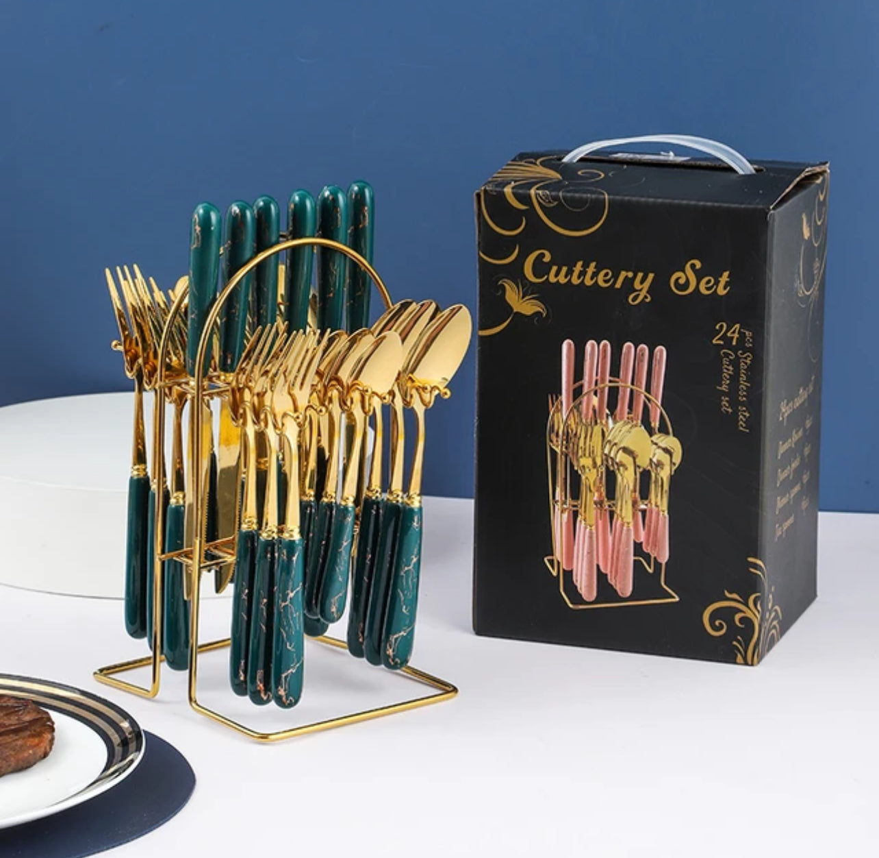 marble cutlery 24 pieces sets