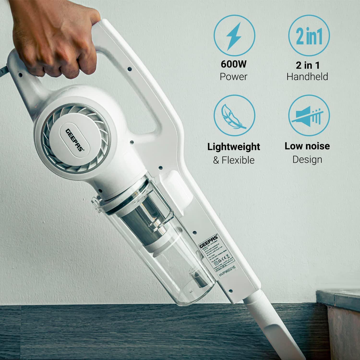 Geepas 2-in-1 Cordless Low-Noise  Vacuum Cleaner ( 2 year warranty)