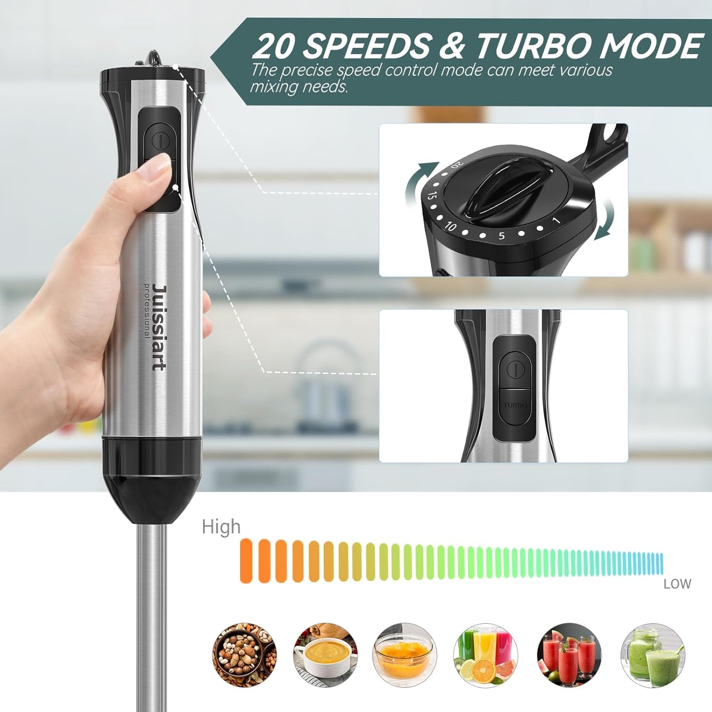 Juissiart 800W Multifunction 4 in 1  Hand Blender