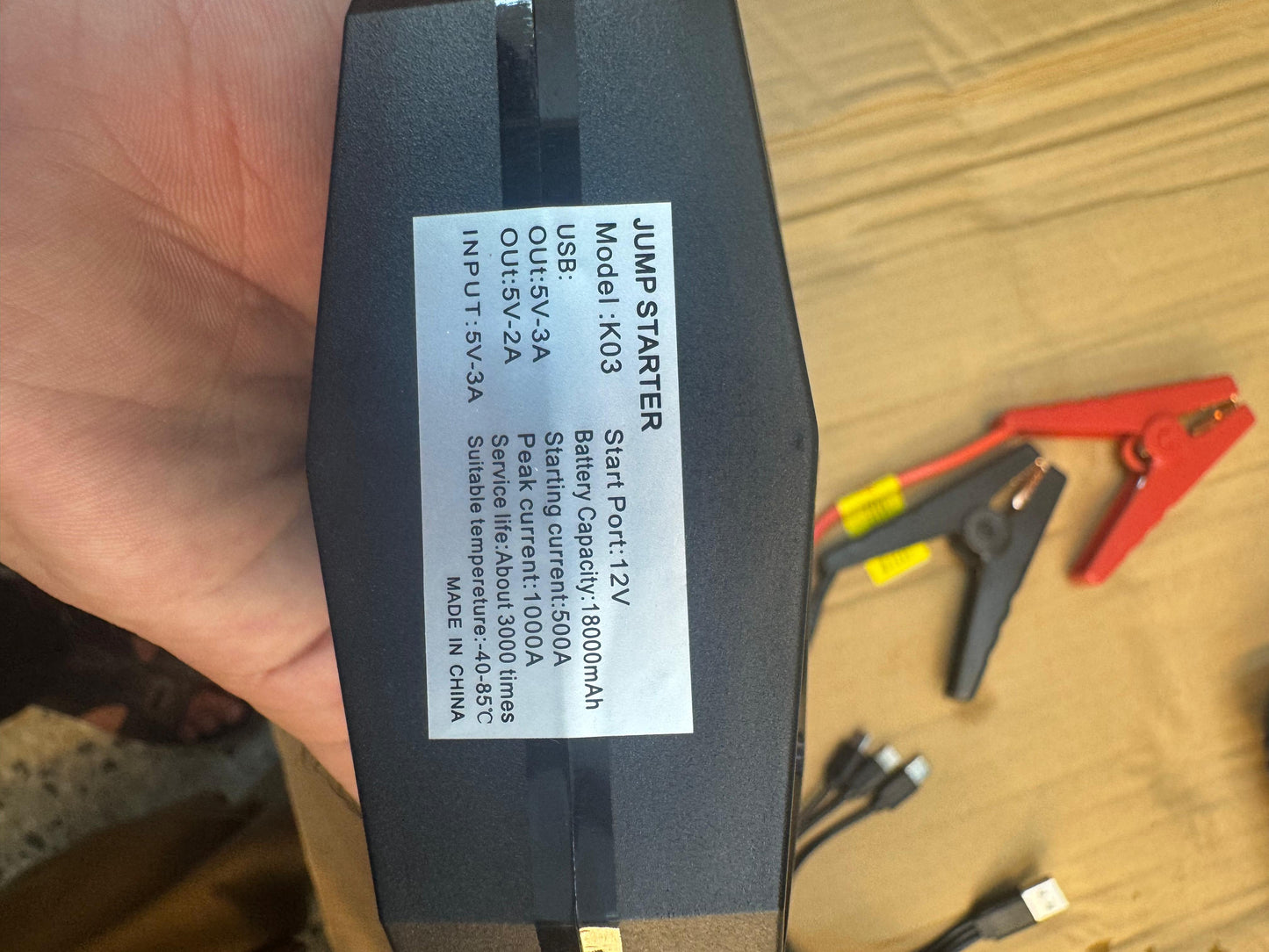 Rechargeable jump starter 3 in 1 function 18000 battery