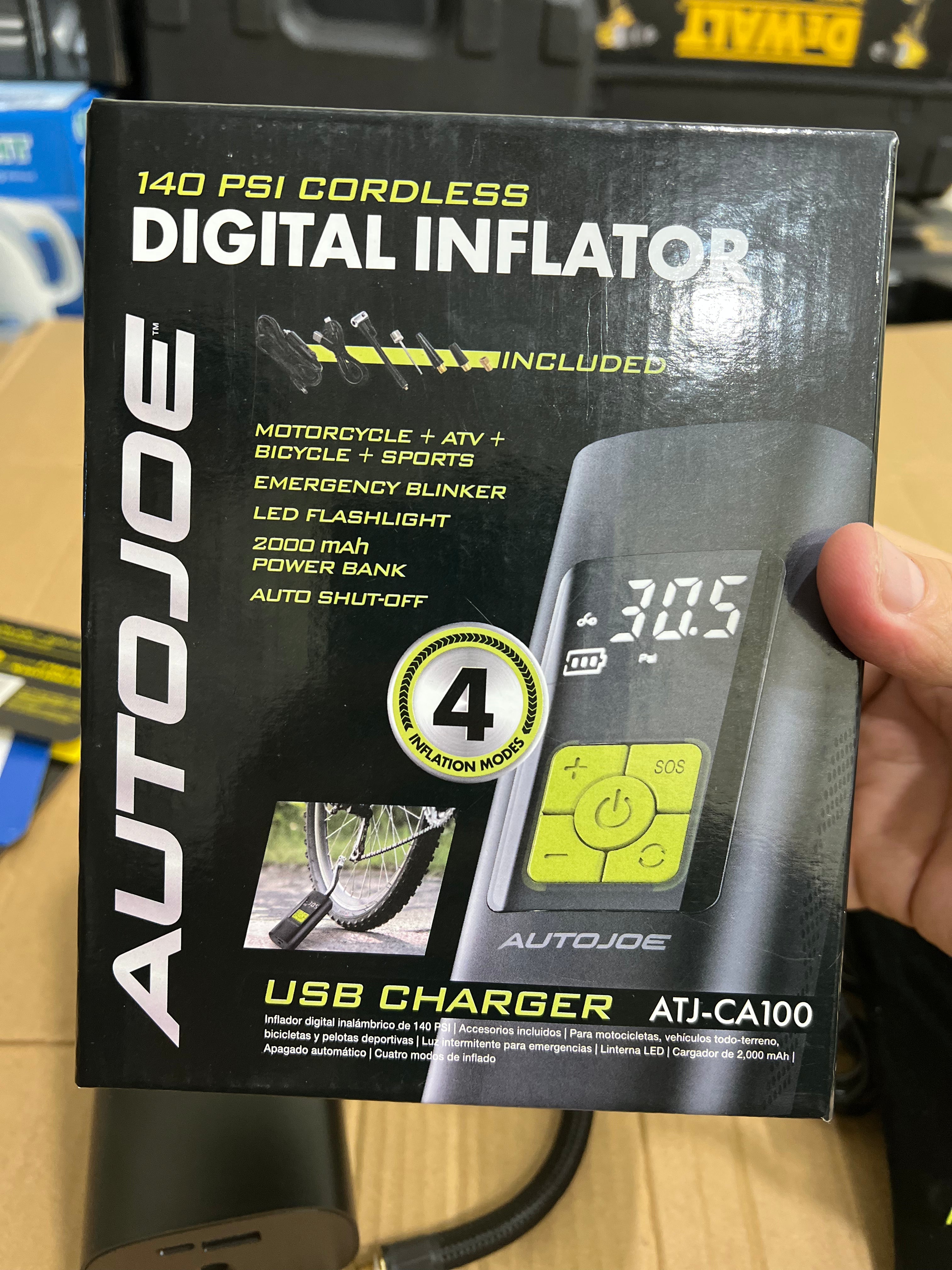 Author multi functional air pump tire inflator with touch and power bank