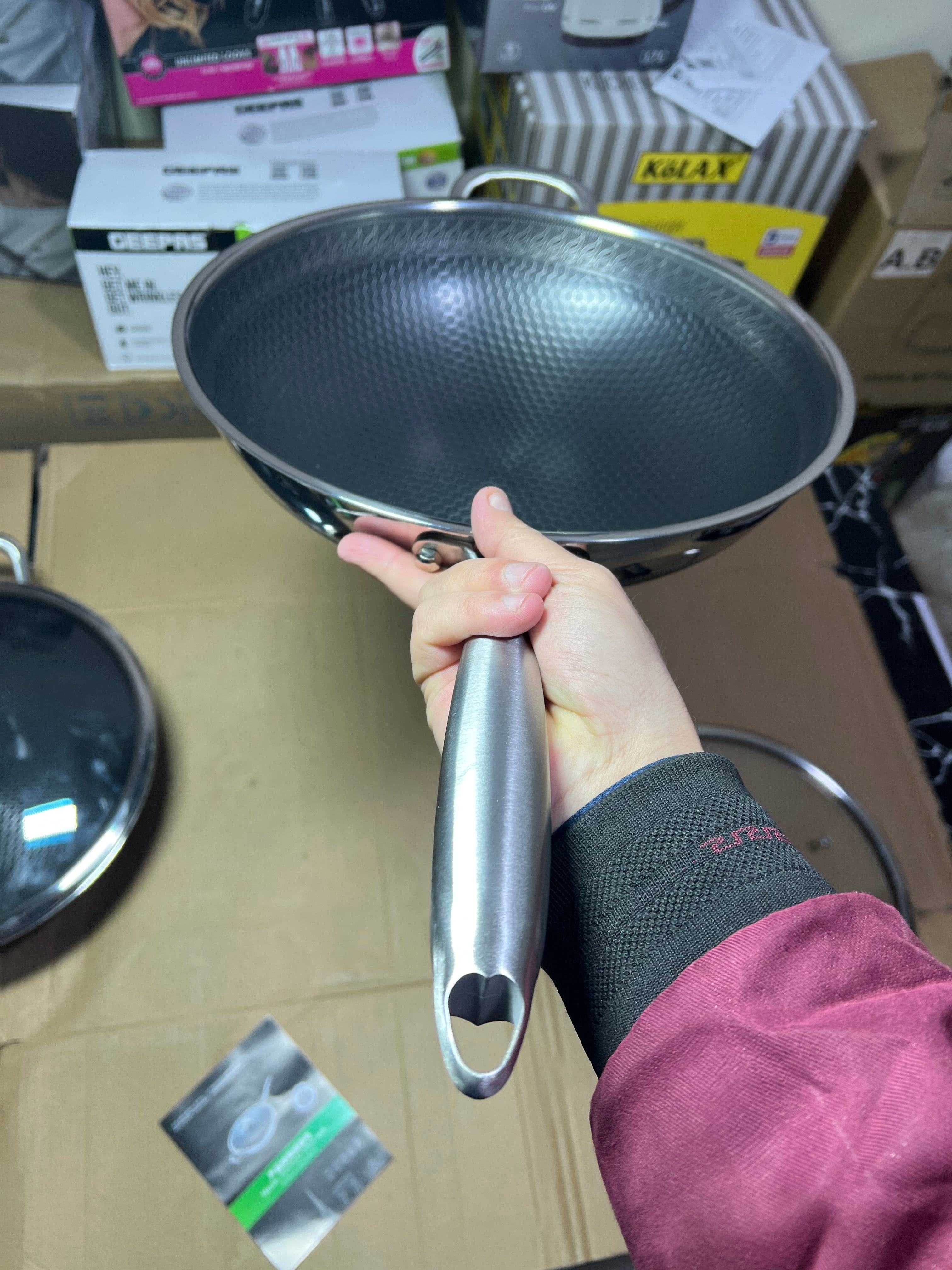 Germany lot lesser coating deep Fry pan with led