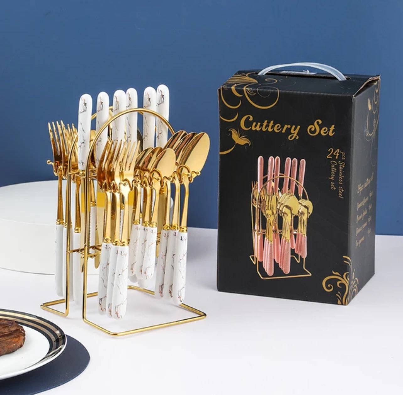 marble cutlery 24 pieces sets