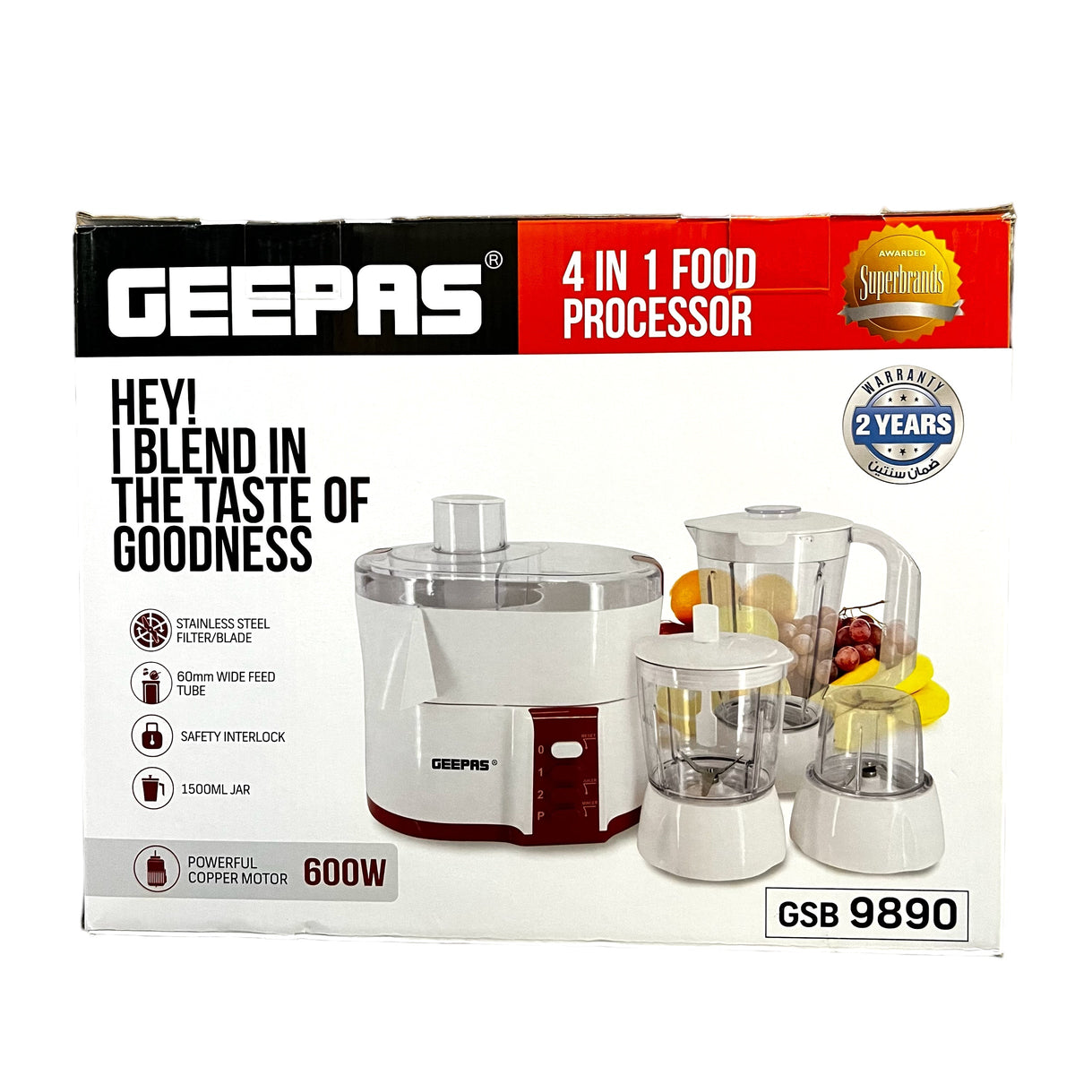 Geepas 4-in-1 Food Processor GSB9890