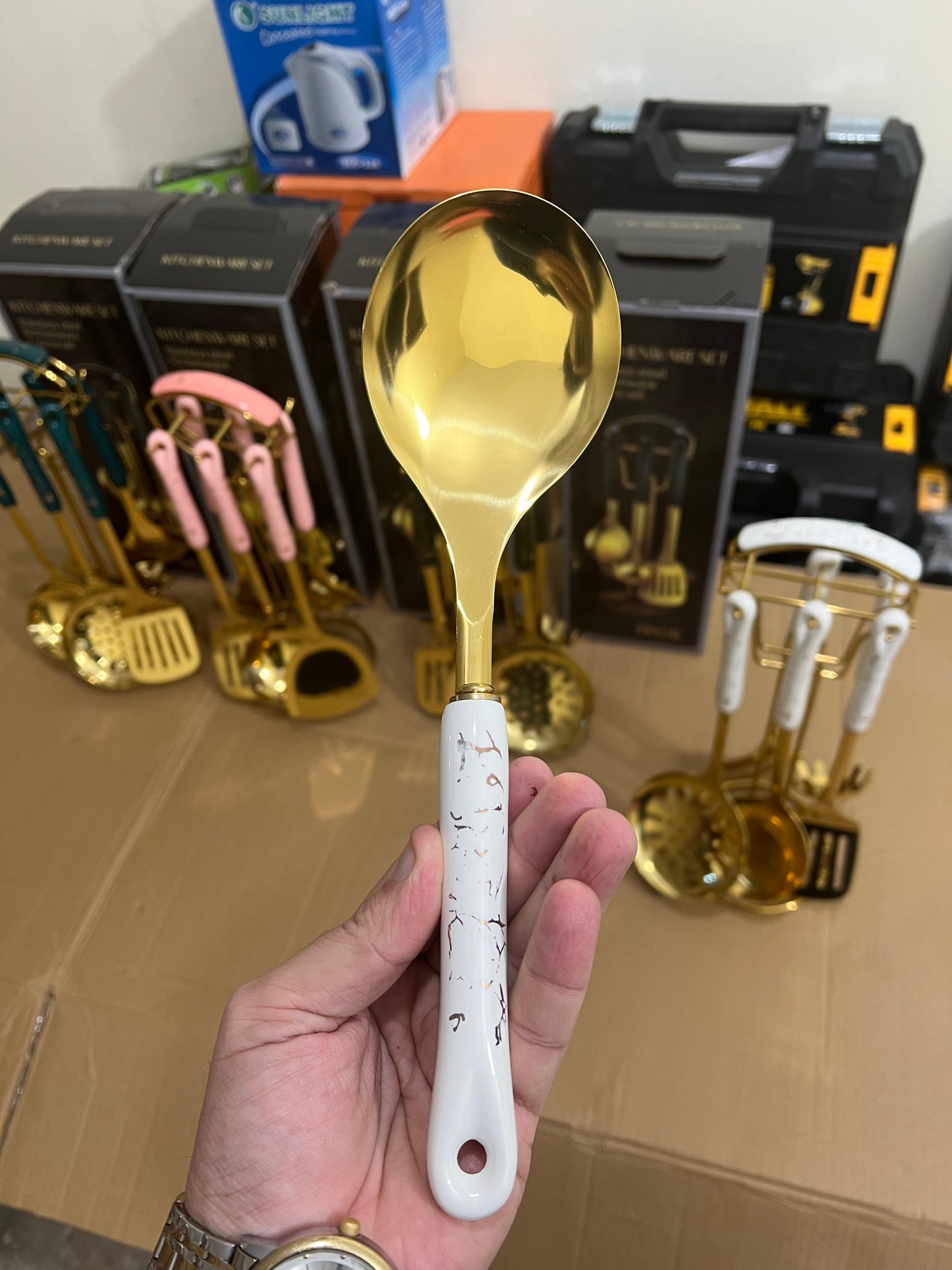 Stainless Steel Kitchen Utensil Set with Stand ( spoon spatula set)
