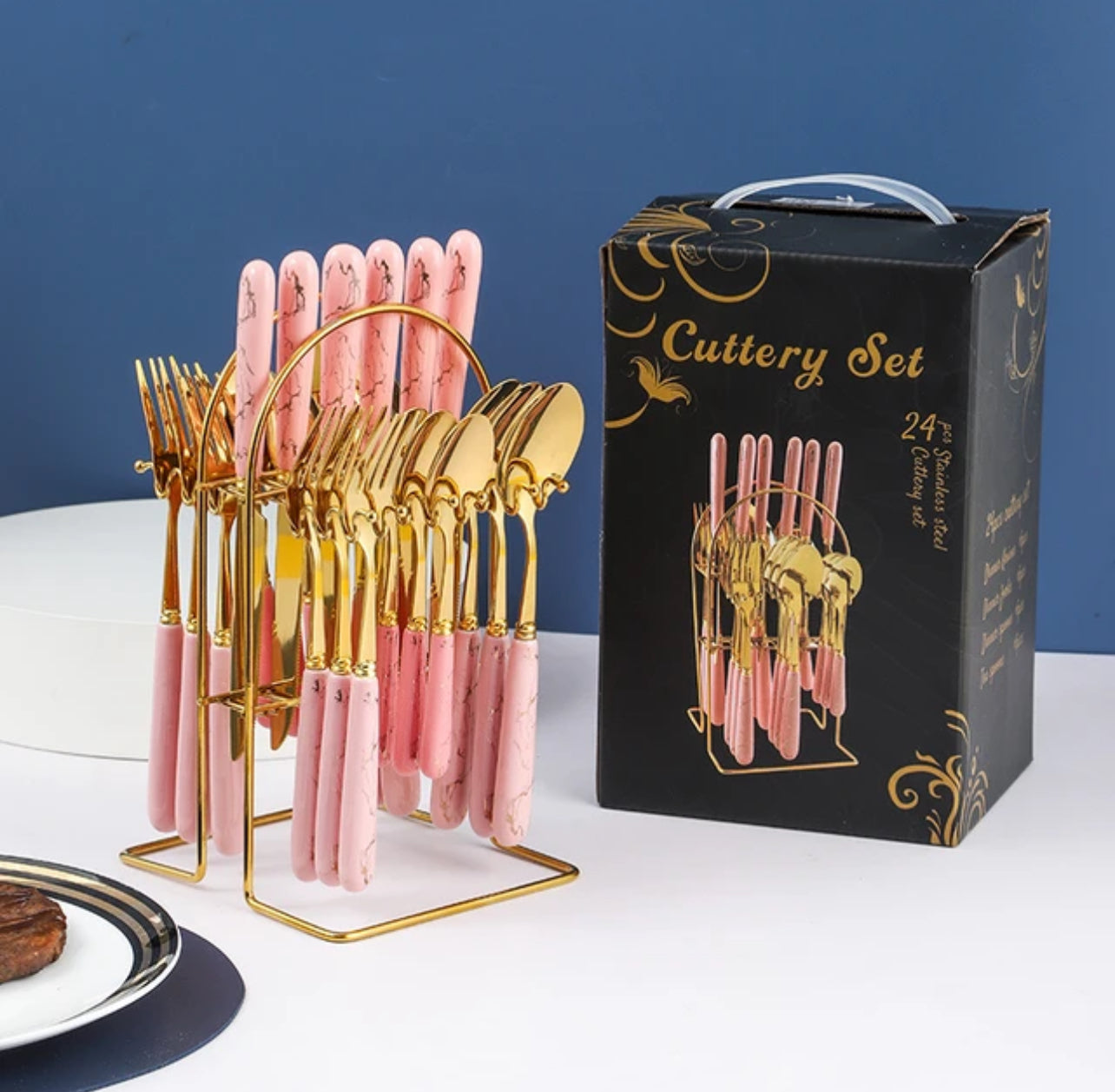 marble cutlery 24 pieces sets