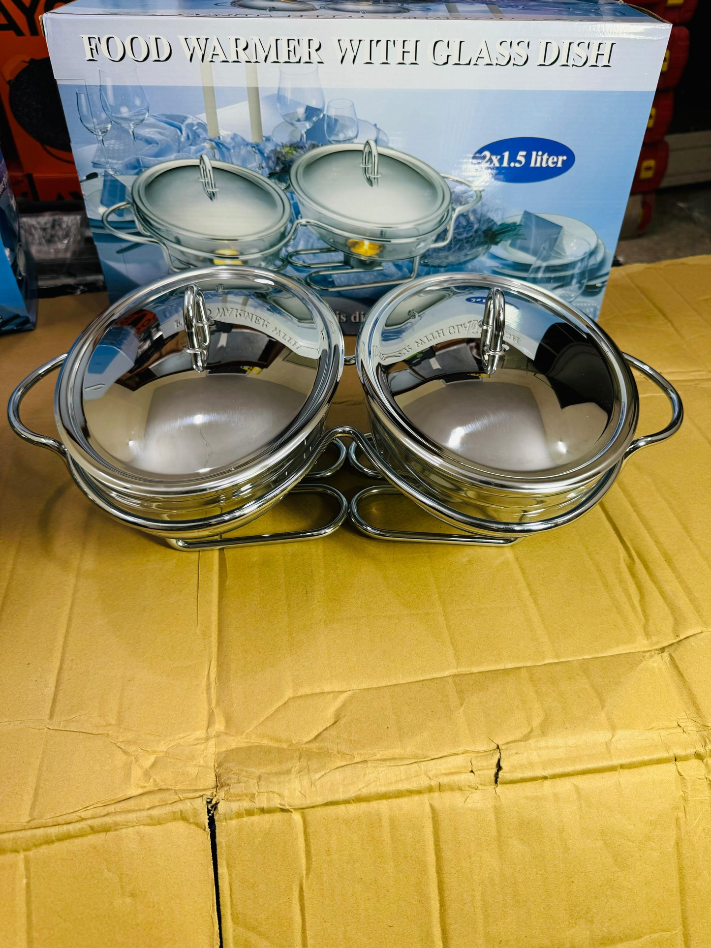 Food warmer & buffet glass dish set