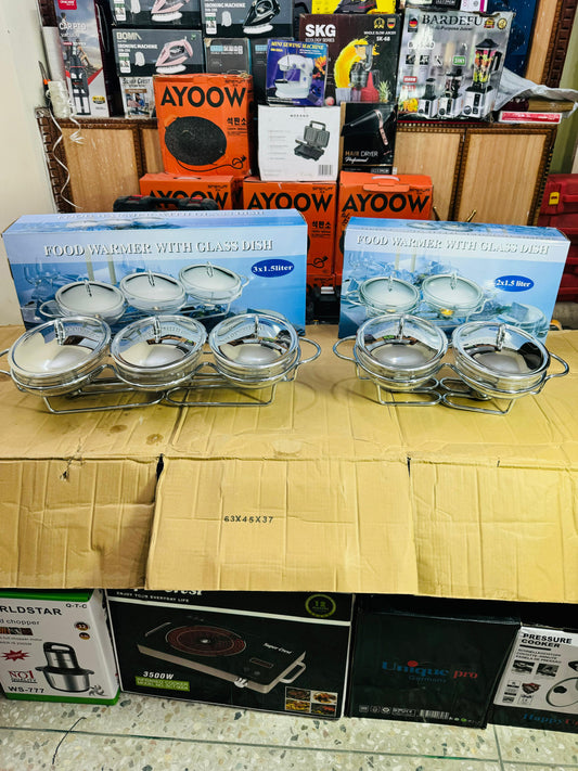 Food warmer & buffet glass dish set