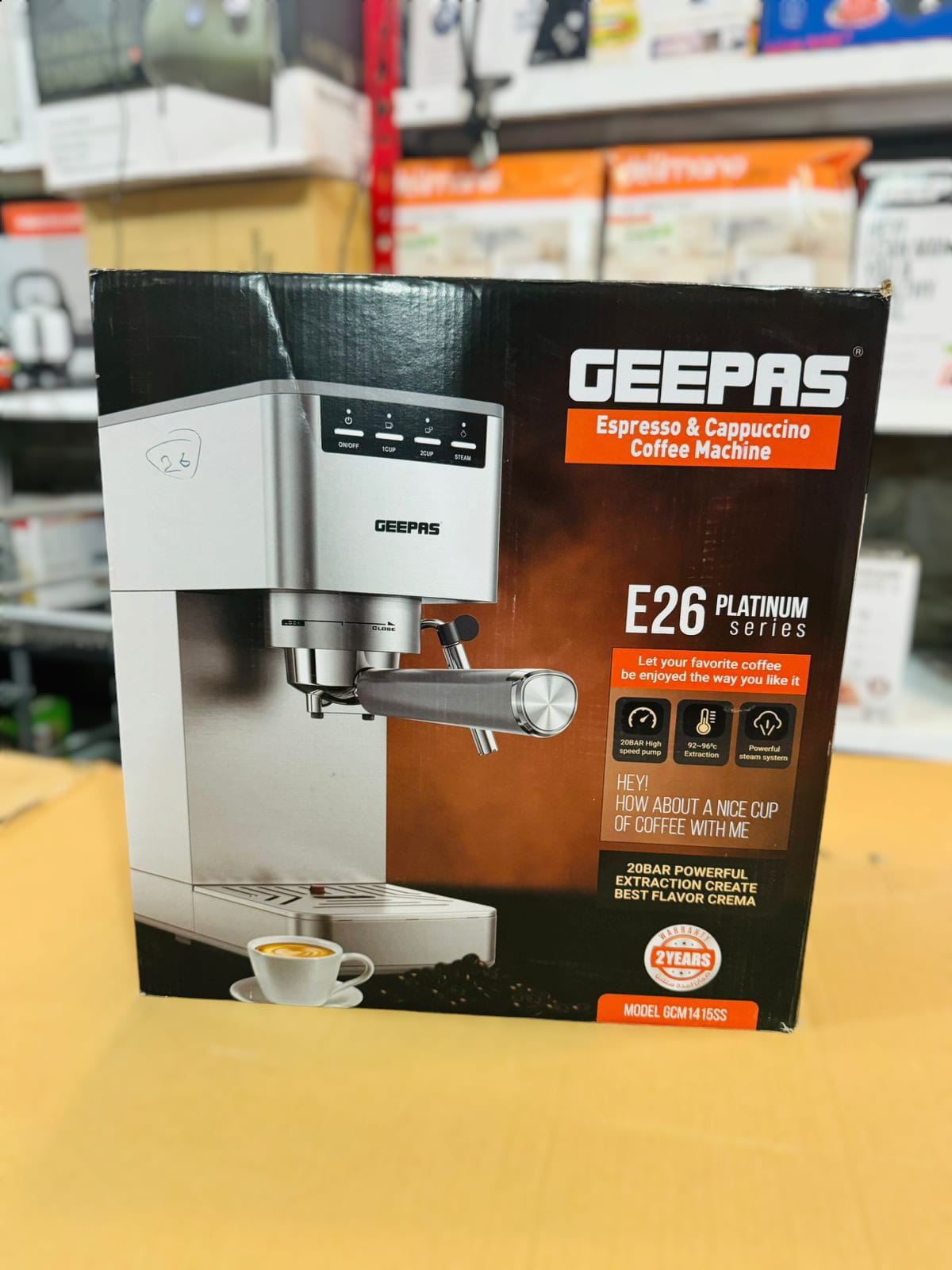 GEEPAS 1450W Espresso & cappuccino Coffee Machine-1415