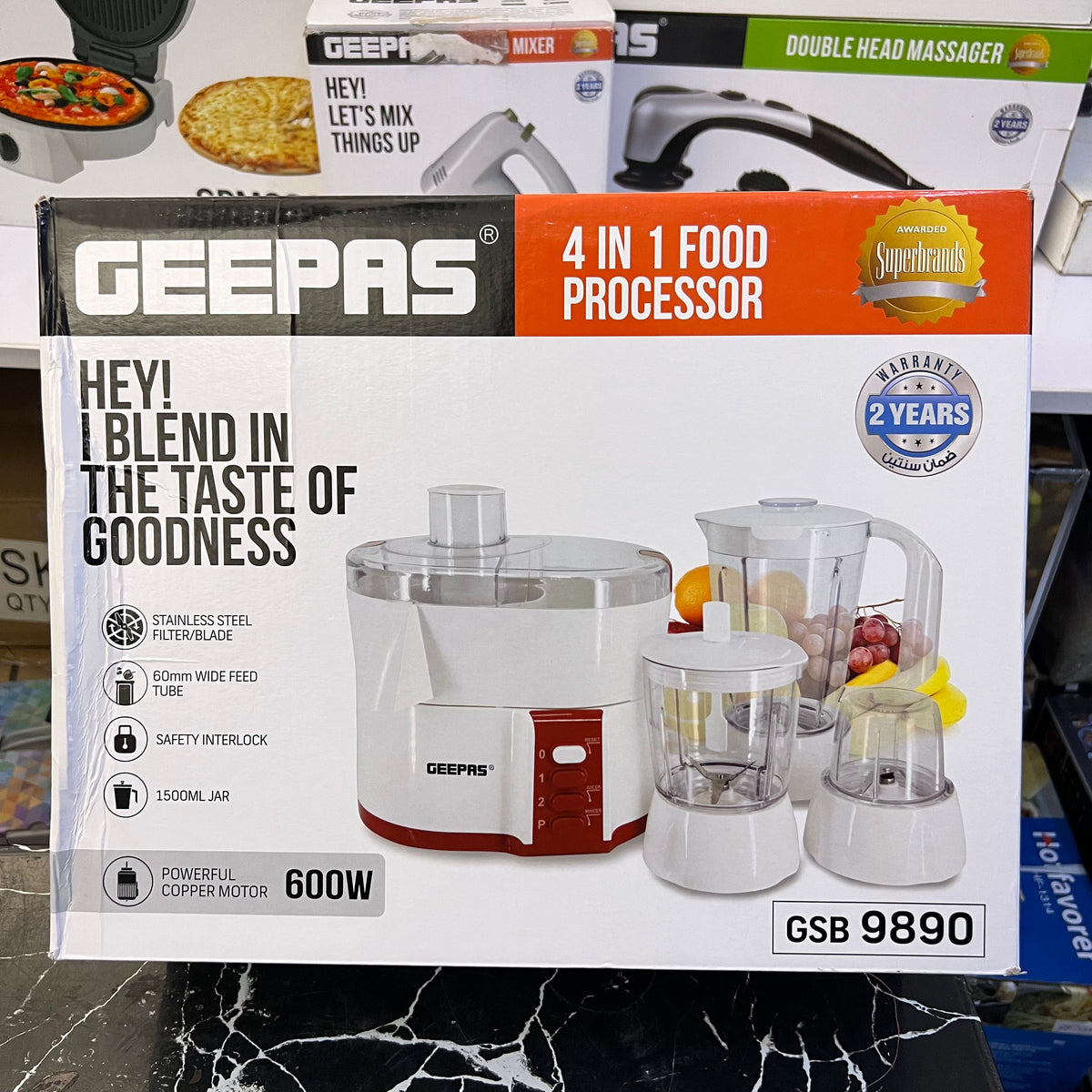 Geepas 4-in-1 Food Processor GSB9890