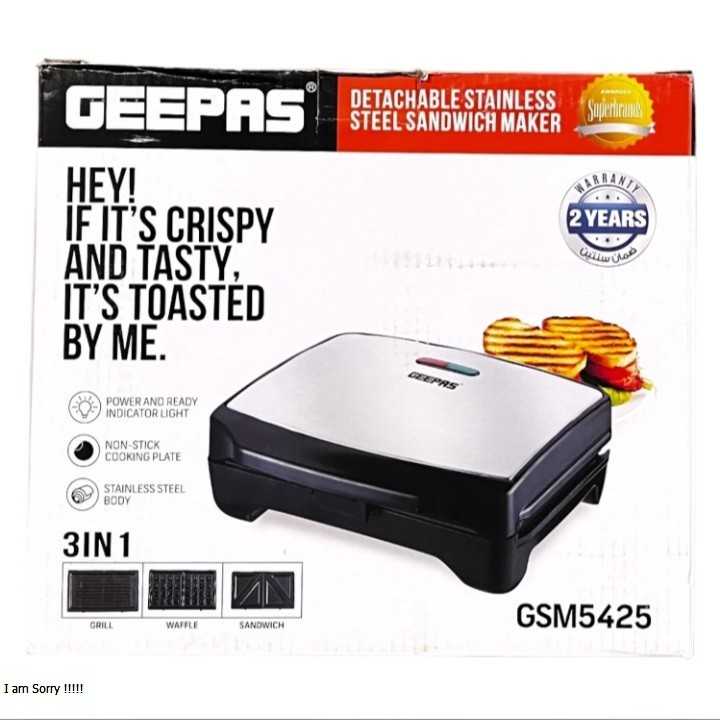 GEEPAS Detachable Stainless Steel Sandwich Maker GSM5425