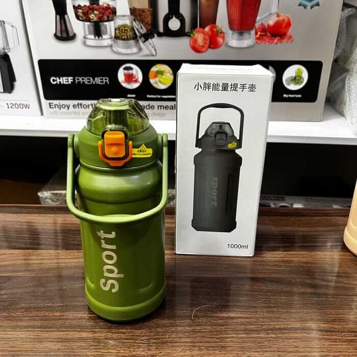 Lot Imported 800 & 1000ml Green & Cream Sports Vacuum Bottle