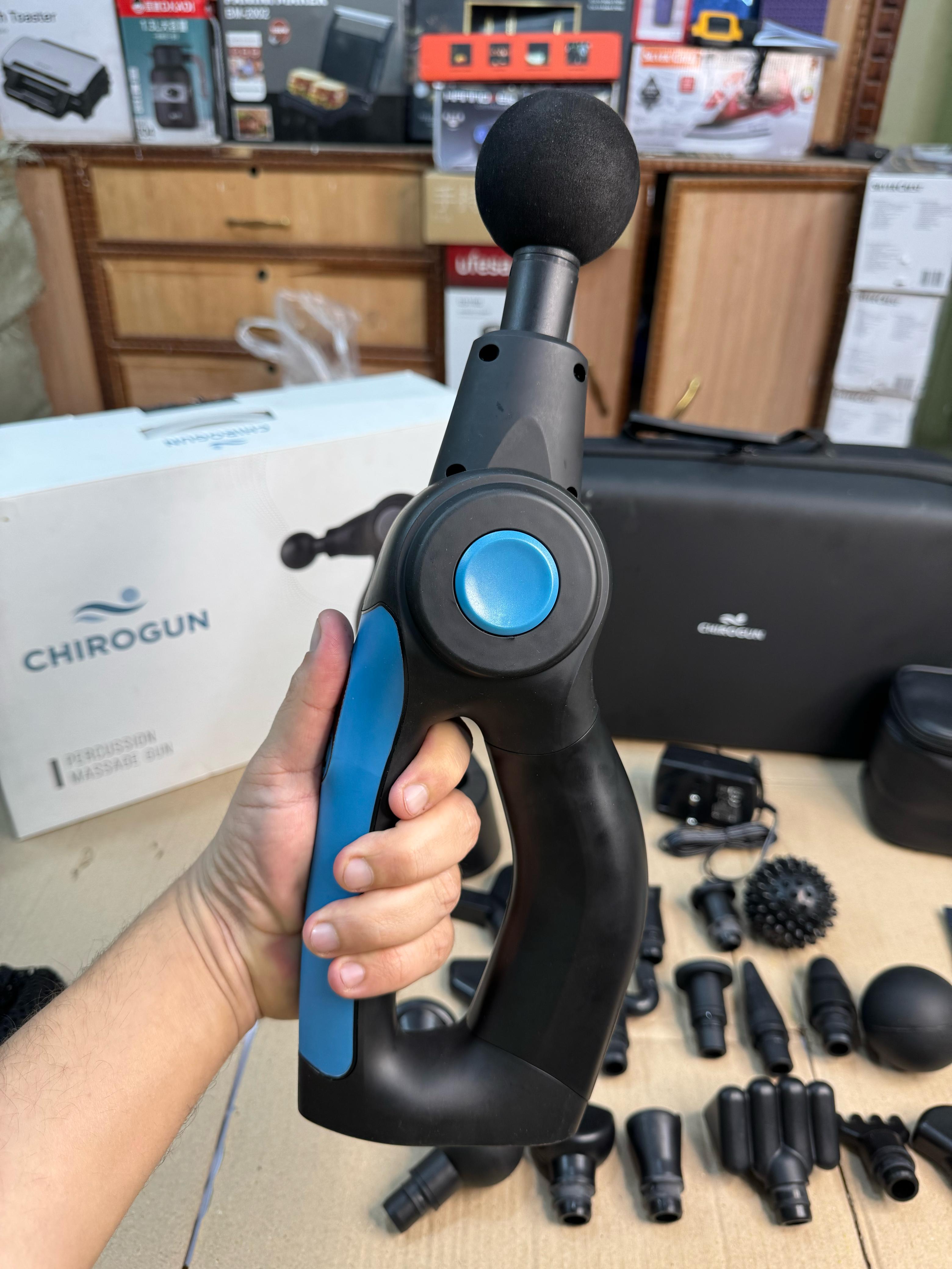 AMAZON LOT Chirogun Percussion Massage Gun With 17 Heads & 4 Speeds