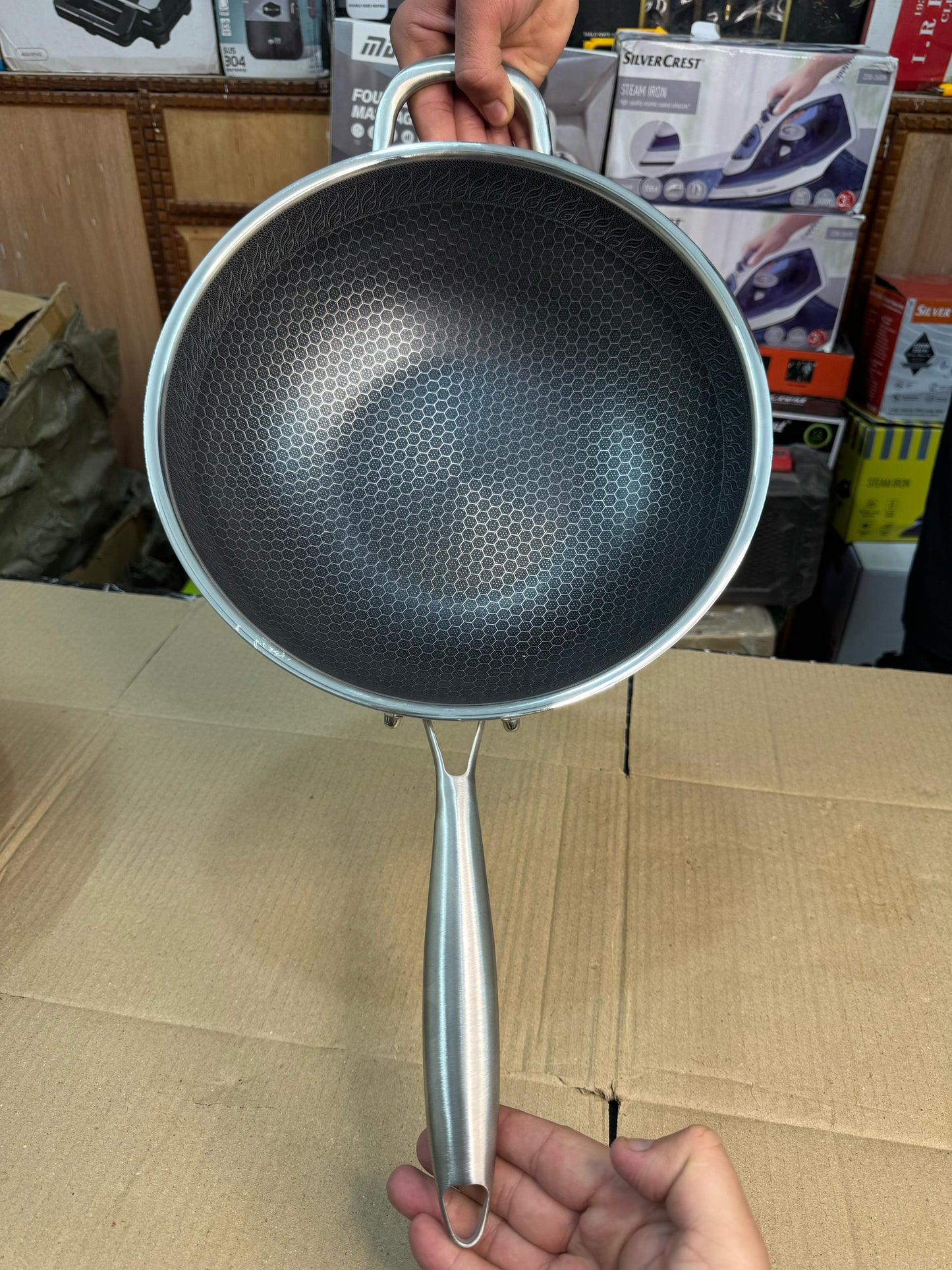 Germany 34cm lesser honeycomb fry pan & handi