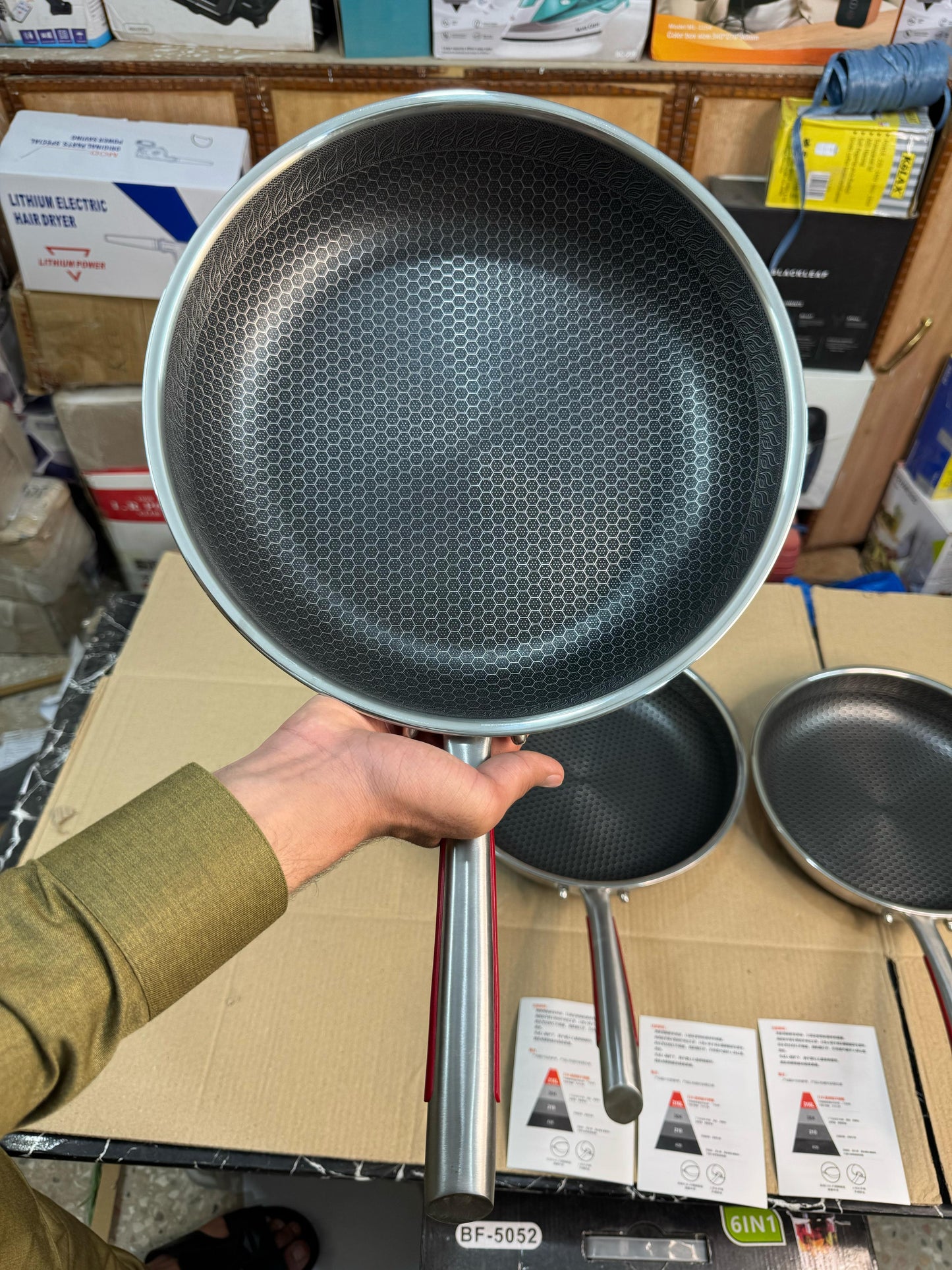 Germany handicraft FLAT  fry pan 316 steel