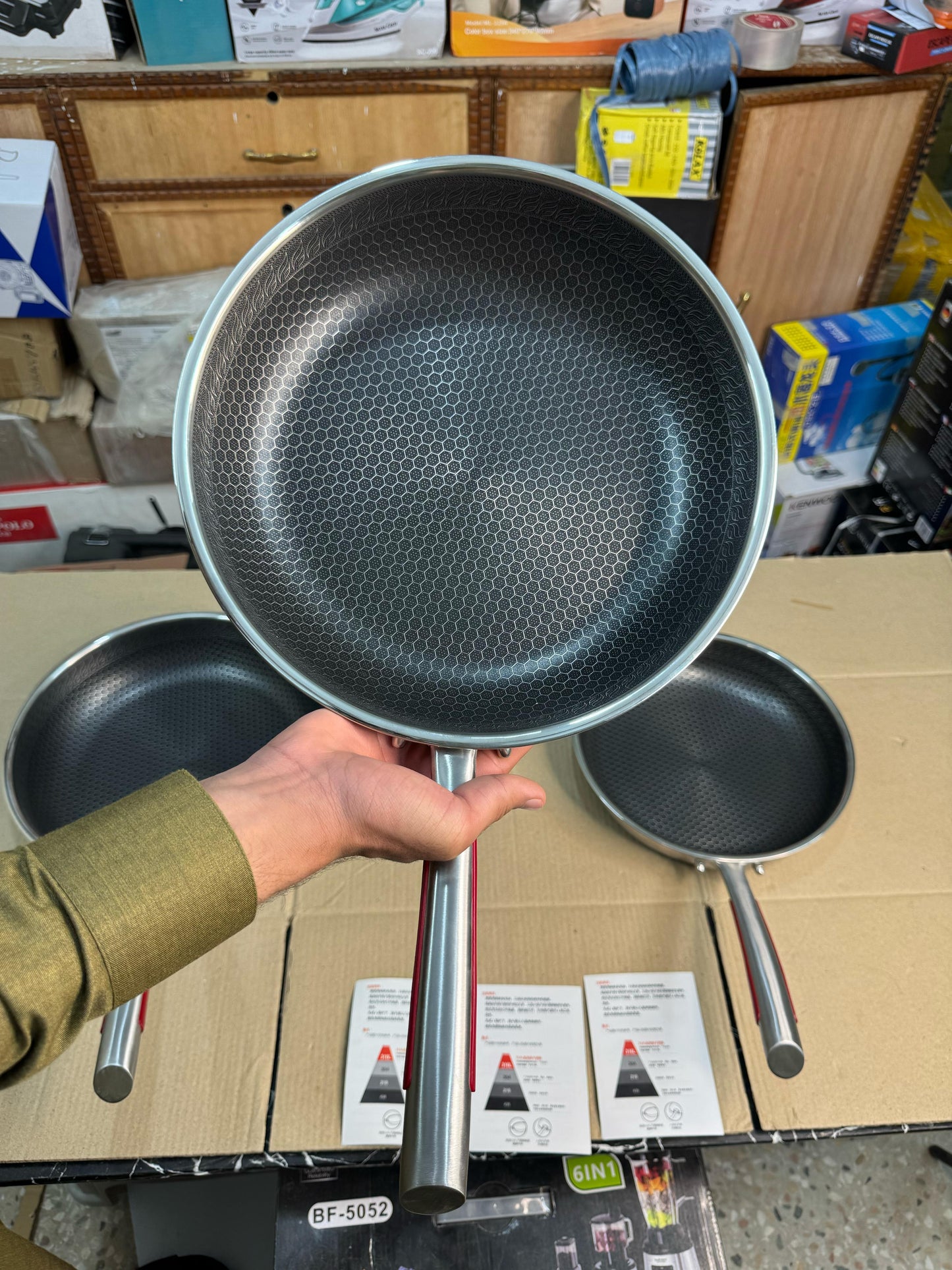 Germany handicraft FLAT  fry pan 316 steel