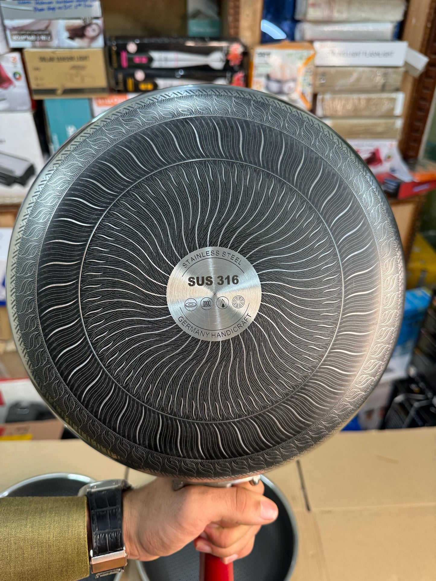 Germany handicraft FLAT  fry pan 316 steel