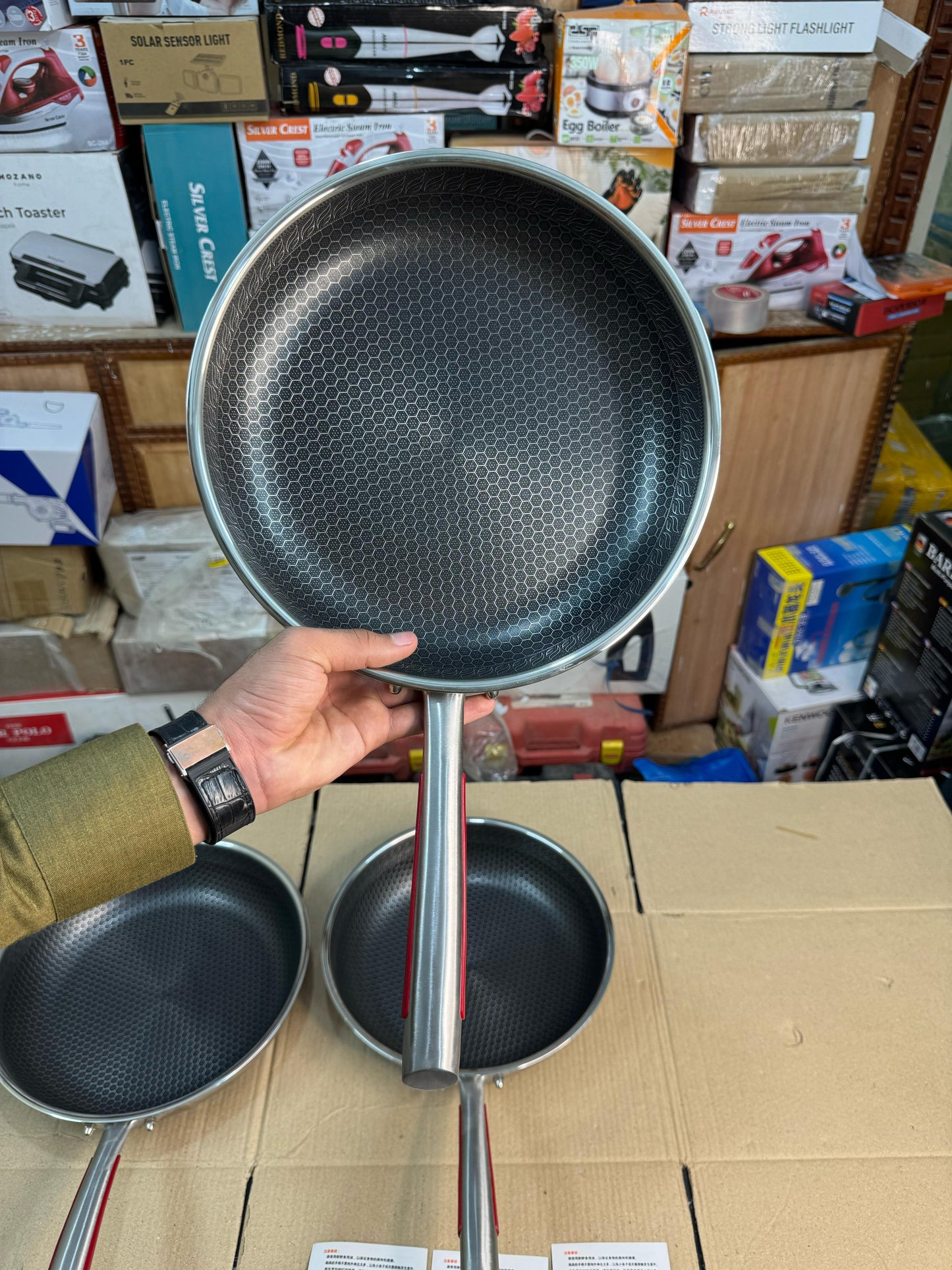 Germany handicraft FLAT  fry pan 316 steel