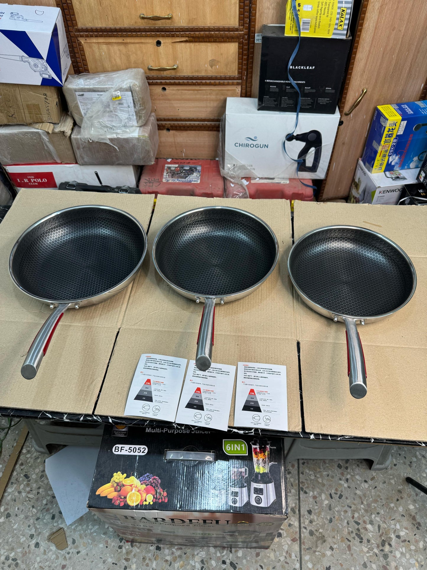 Germany handicraft FLAT  fry pan 316 steel