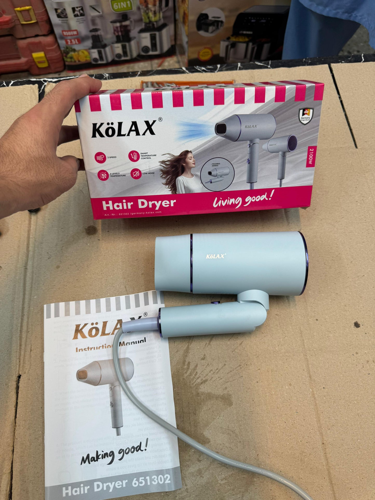 Kolax professional foldable hair dryer 2100w