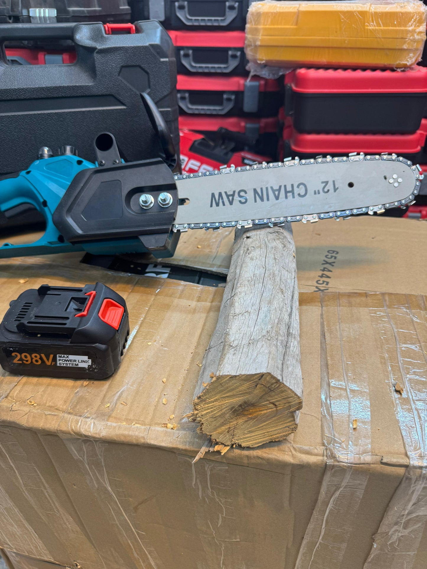 Amazon lot Rechargeable 298v 12inch chainsaw with double battery