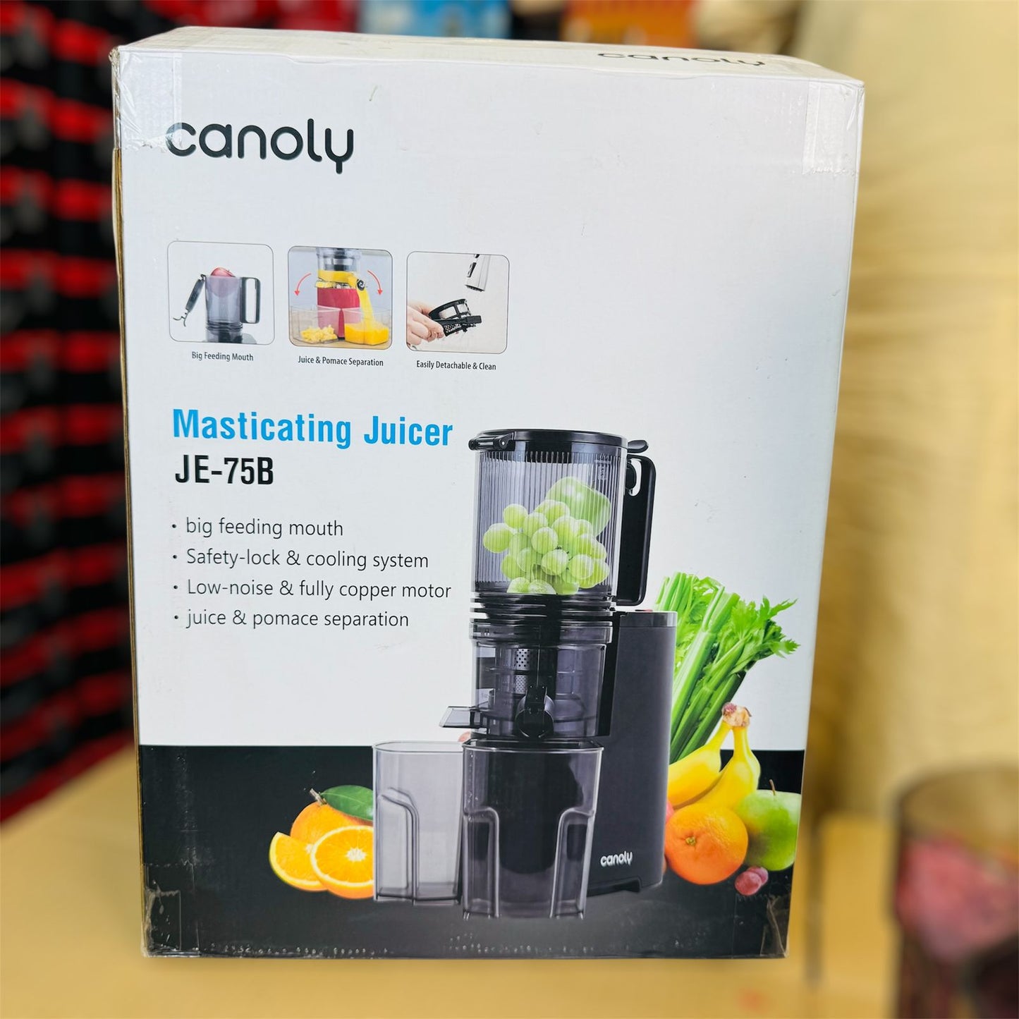 CANOLY UK COLD PRESS JUICER  JE-75B (SLOW JUICER)