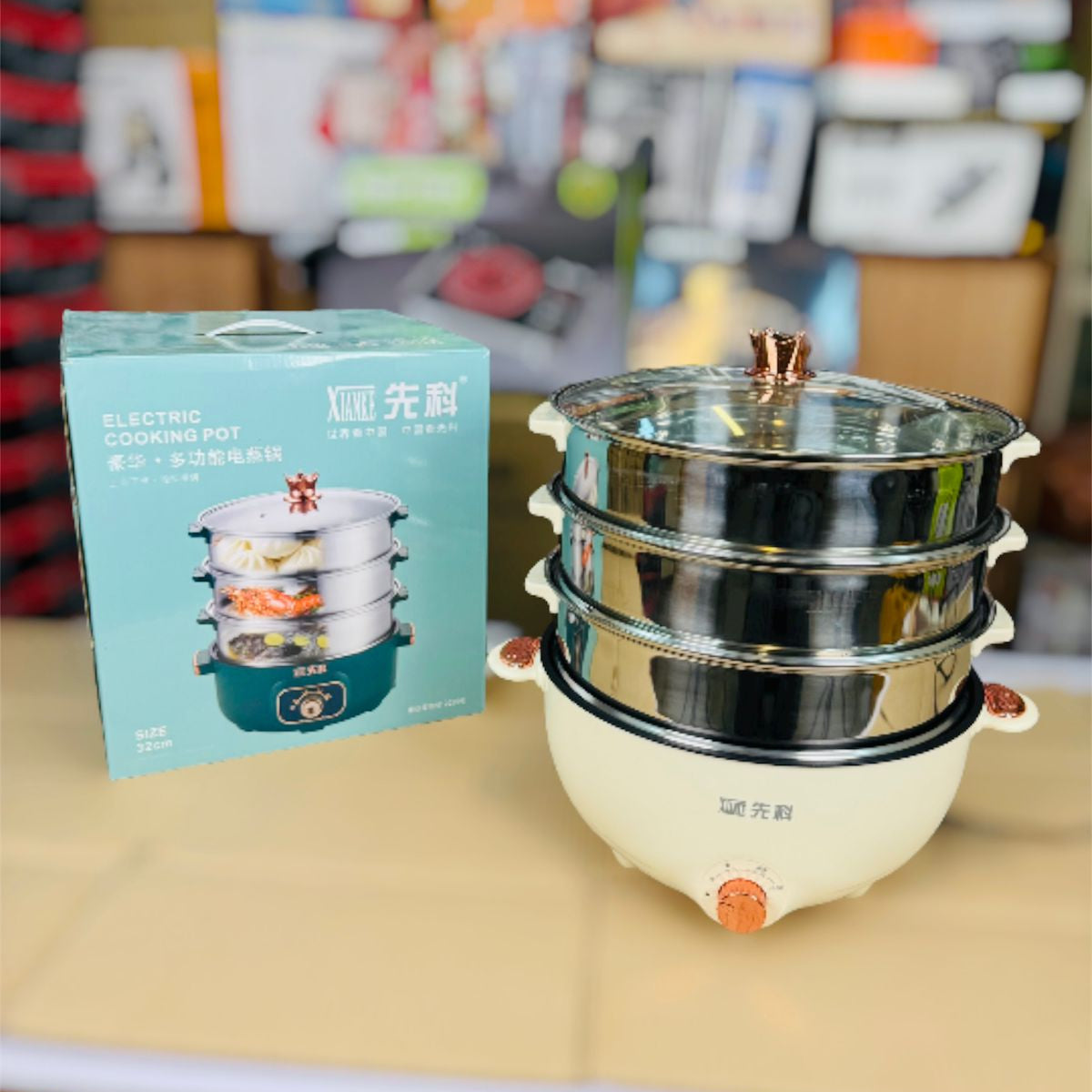 2 in 1  Cooking Pot and 3 layers Food steamer