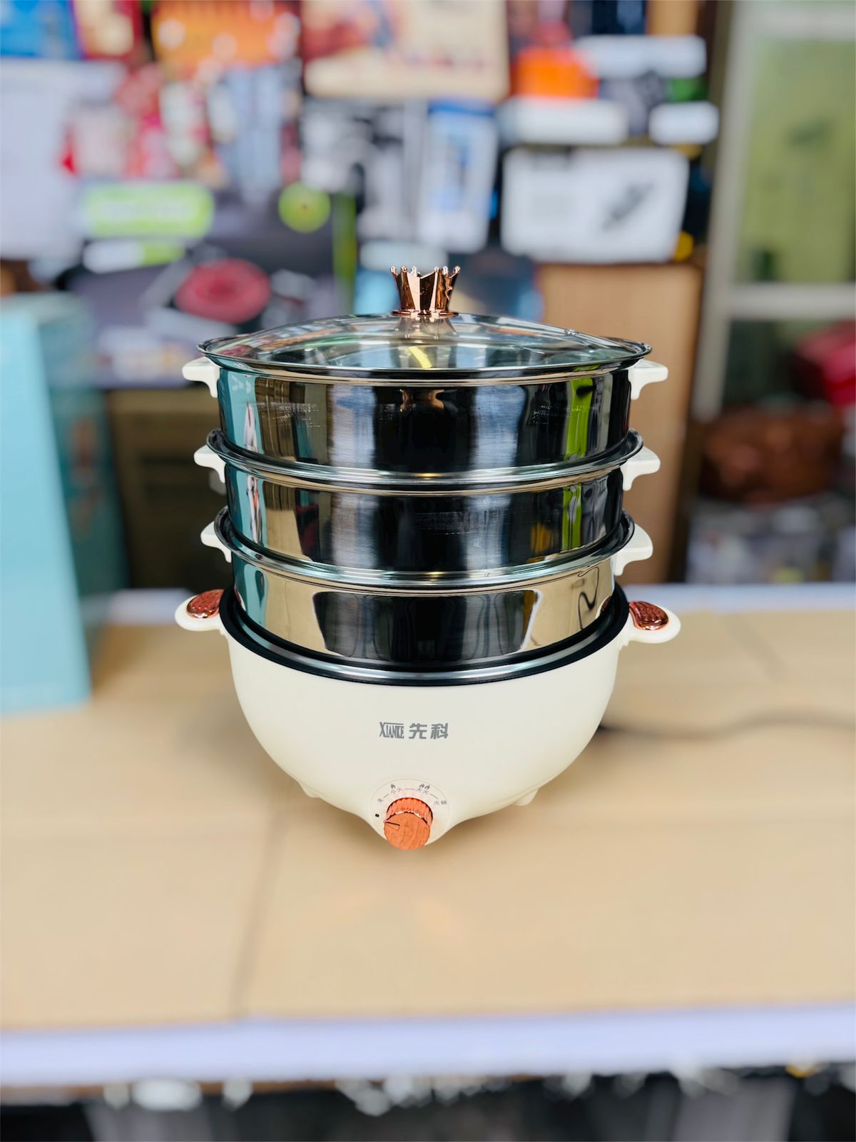 2 in 1  Cooking Pot and 3 layers Food steamer