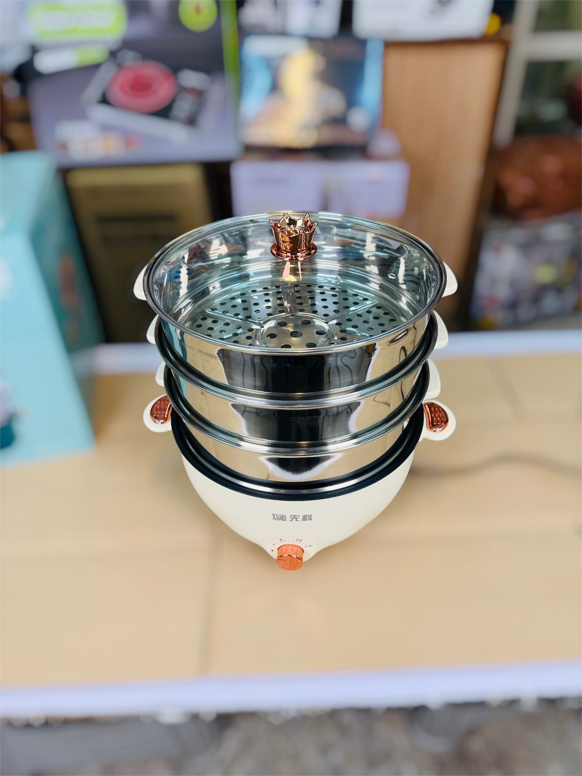 2 in 1  Cooking Pot and 3 layers Food steamer