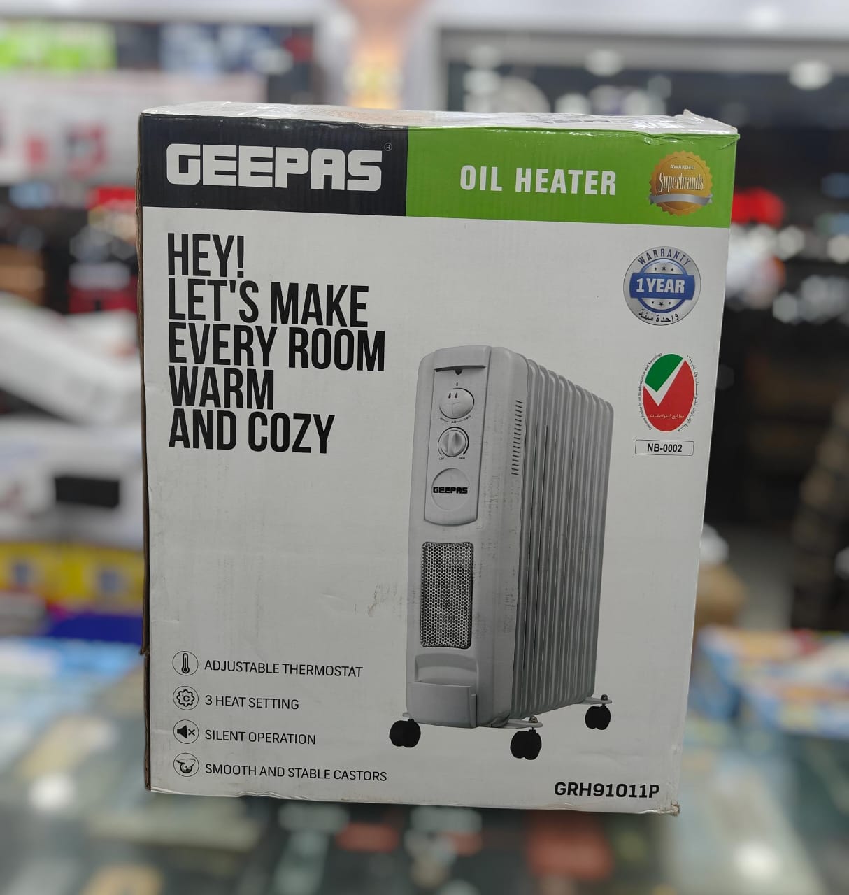 Geepas 11-Fin Portable Electric Oil-Filled Radiator Heater GRH91011P
