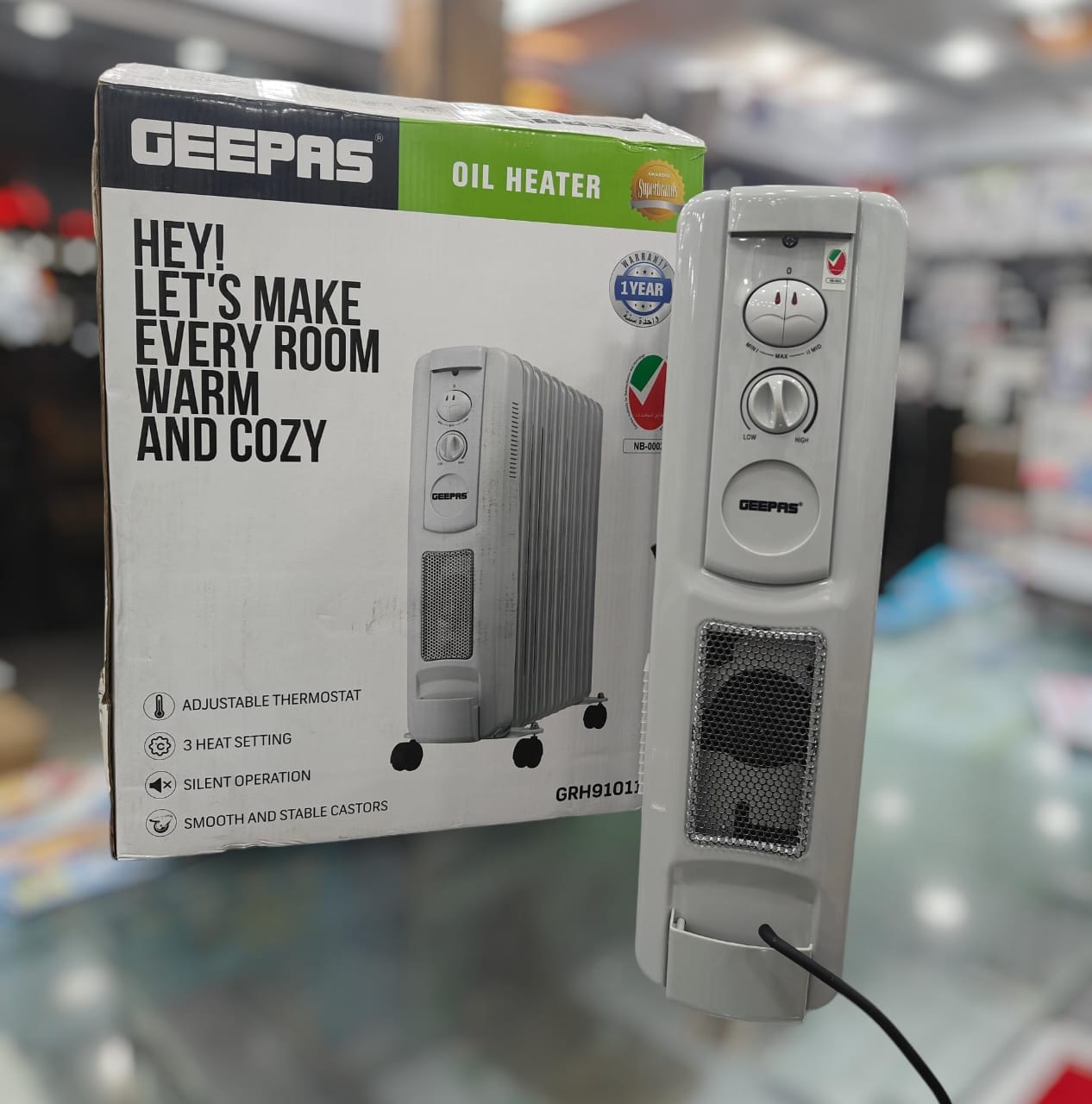 Geepas 11-Fin Portable Electric Oil-Filled Radiator Heater GRH91011P