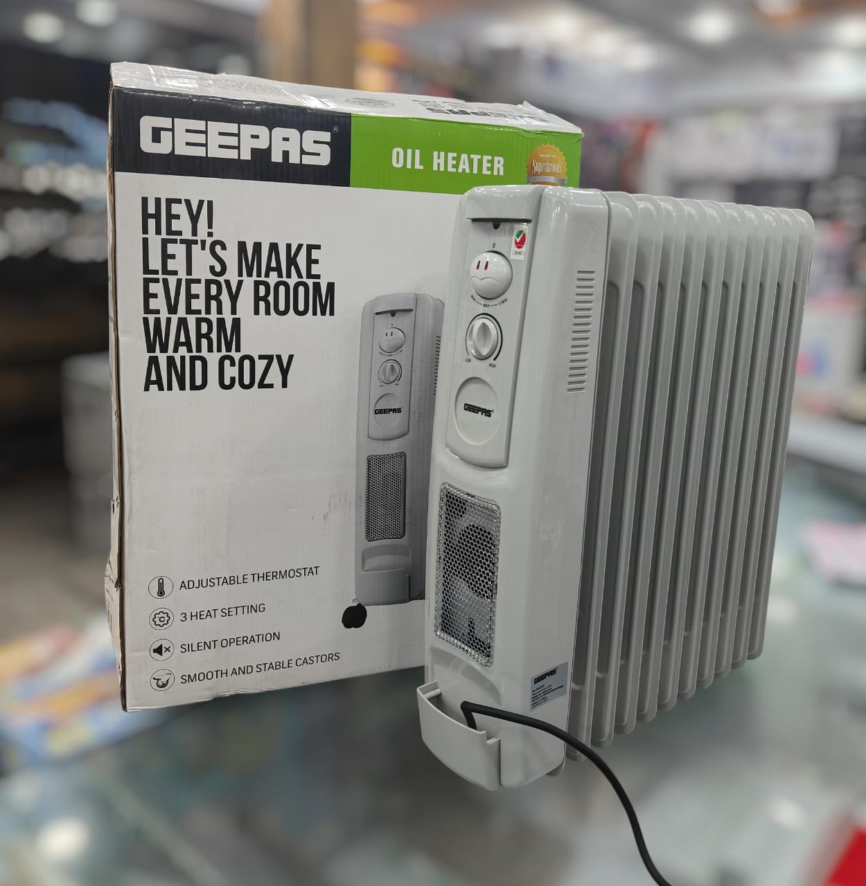 Geepas 11-Fin Portable Electric Oil-Filled Radiator Heater GRH91011P