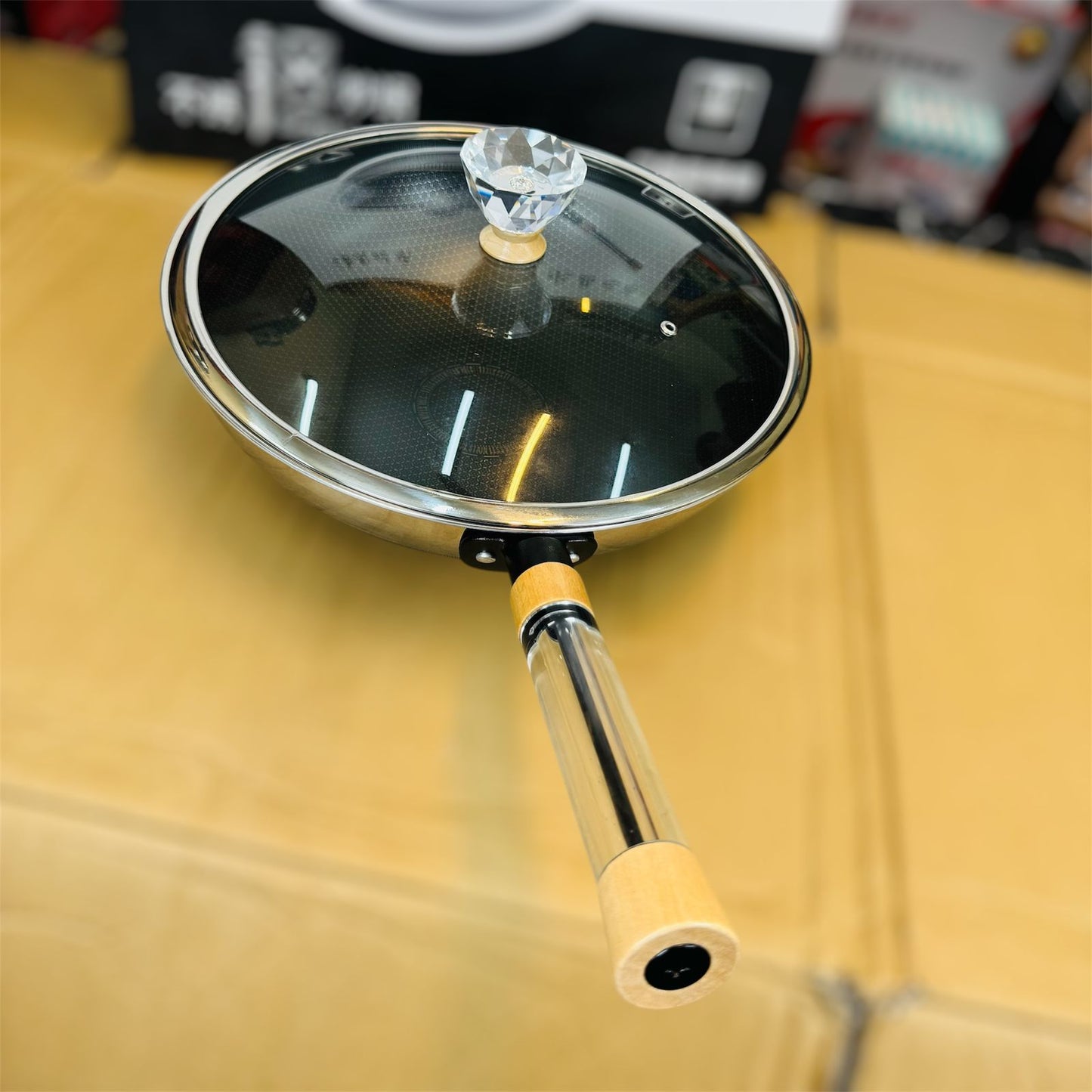 Crystal HoneyComb Laser Coated Deep fry Pan 34cm