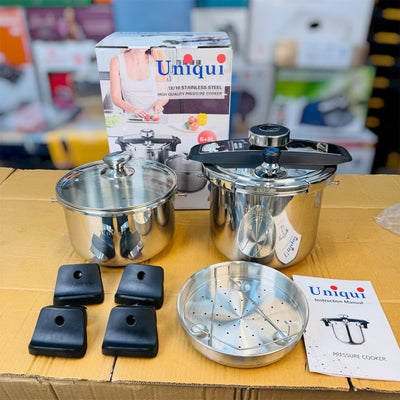 Uniqui Stainless Steel 6-8L Pressure Cooker – Large Capacity Family Cooker