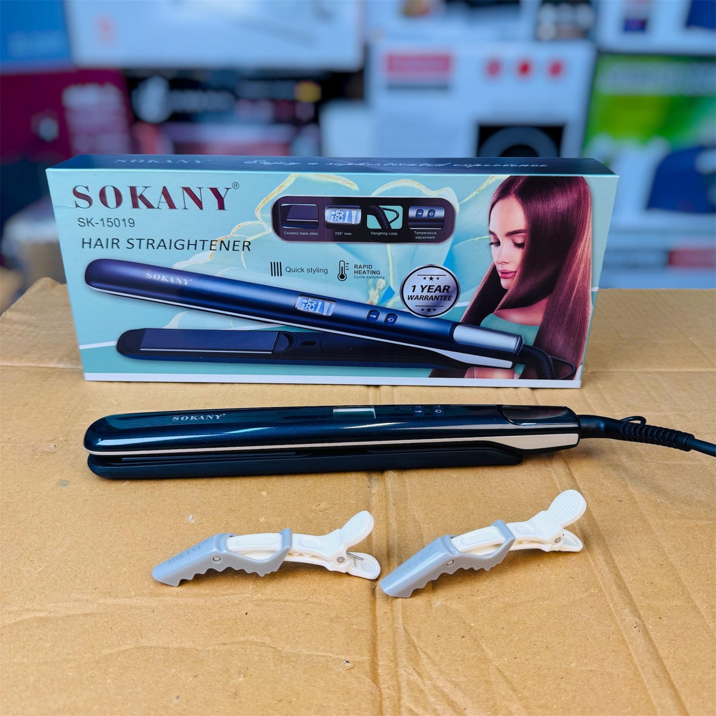 Sokany Hair Straightener SK-15019 – Ceramic Plate Styling Iron