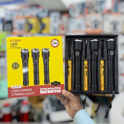 COBA 3-Piece LED Aluminum Alloy Flashlight Torch Set CB-2074-3
