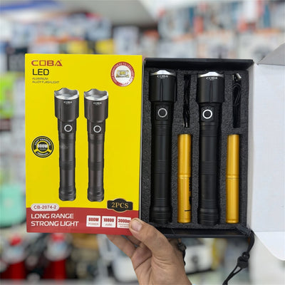 COBA 2-Piece LED Aluminum Alloy Flashlight Torch Set CB-2074-2