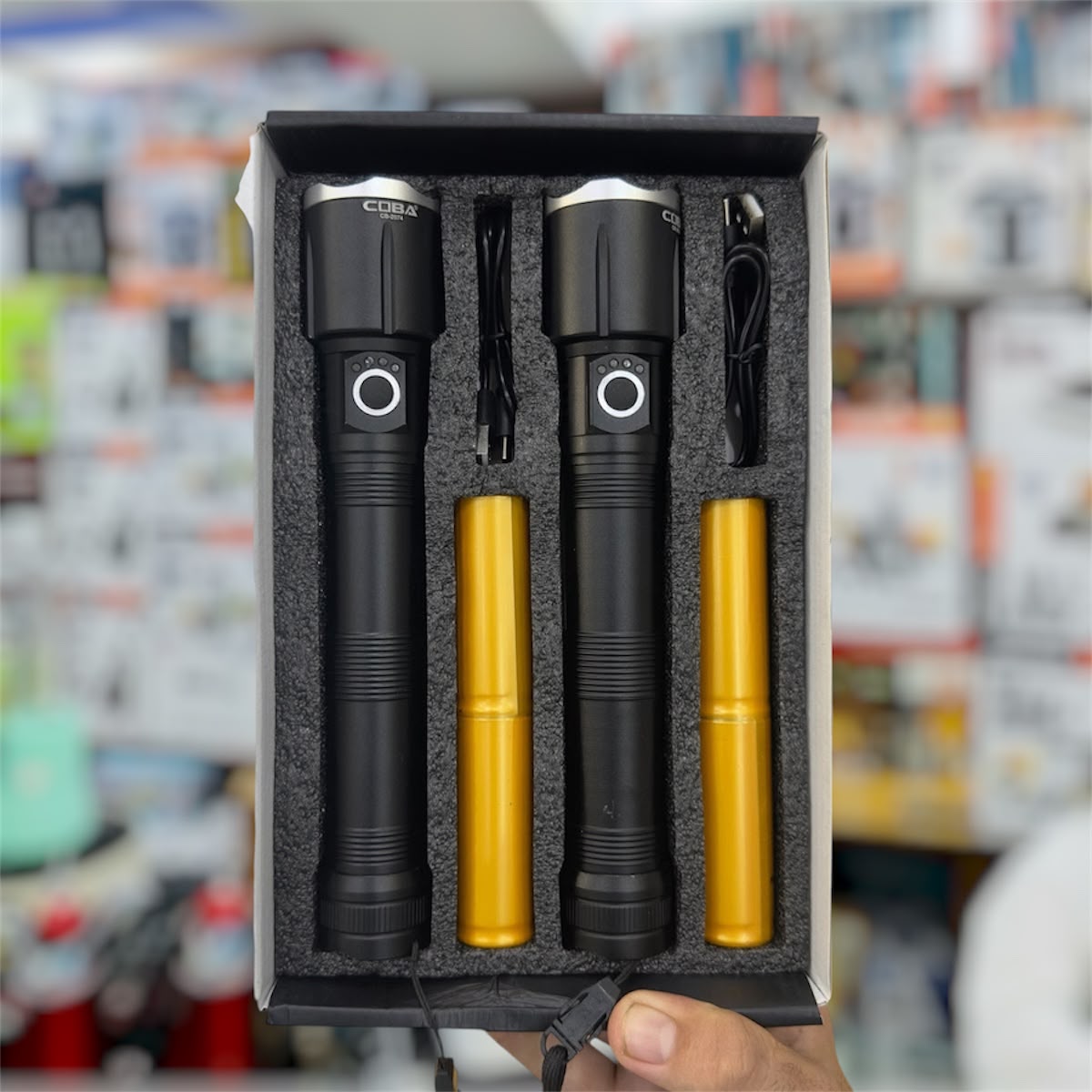 COBA 2-Piece LED Aluminum Alloy Flashlight Torch Set CB-2074-2