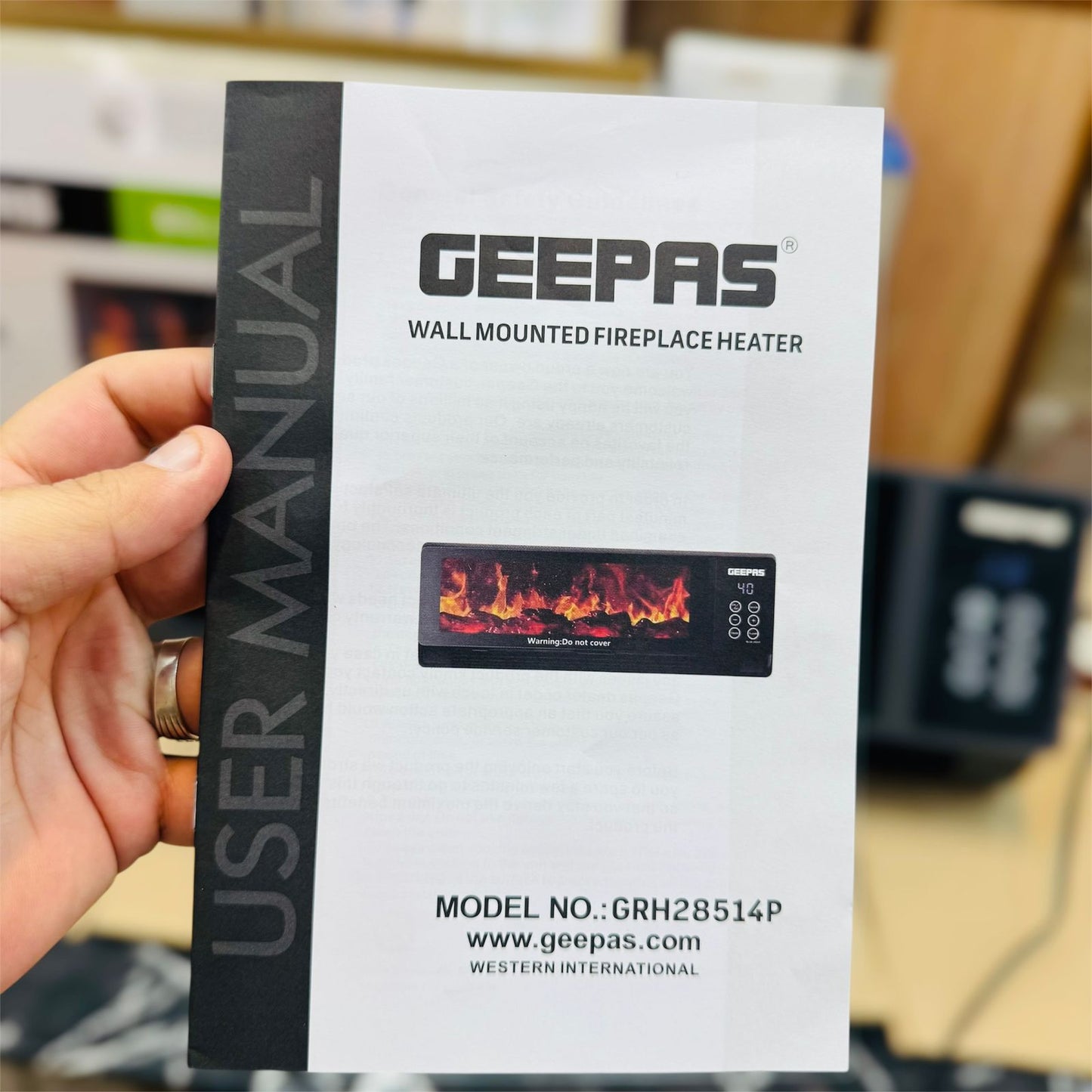 geepas wall mounted 3D flame touch display blower heater GRH28514P