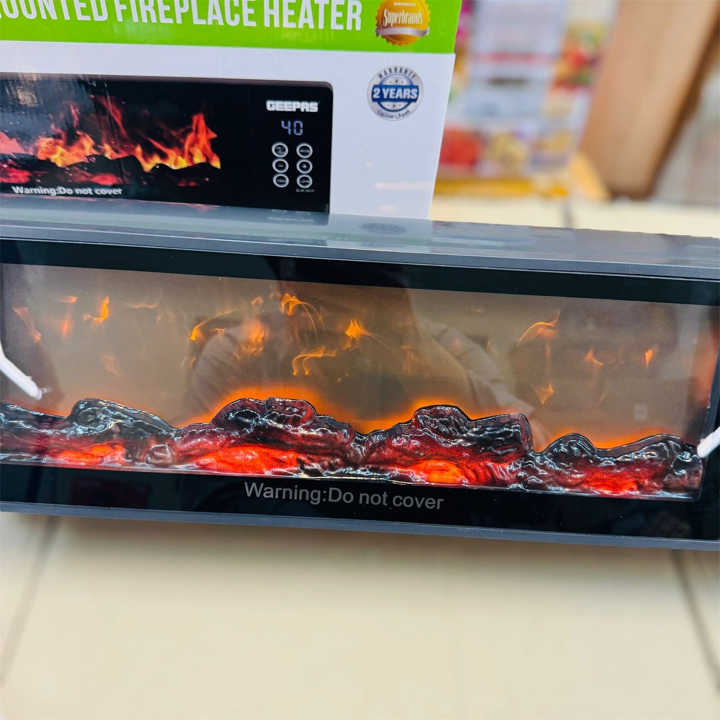 geepas wall mounted 3D flame touch display blower heater GRH28514P