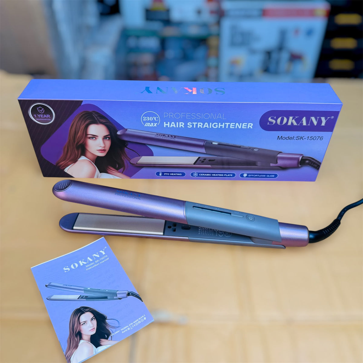 Sokany Hair Straightener SK-15076– Ceramic Plate Styling Iron