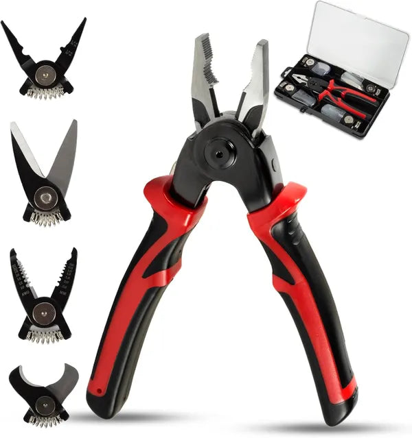 Multifunctional 5 in 1 Pliers Interchangeable Head Set Steel Wire Pliers Set
