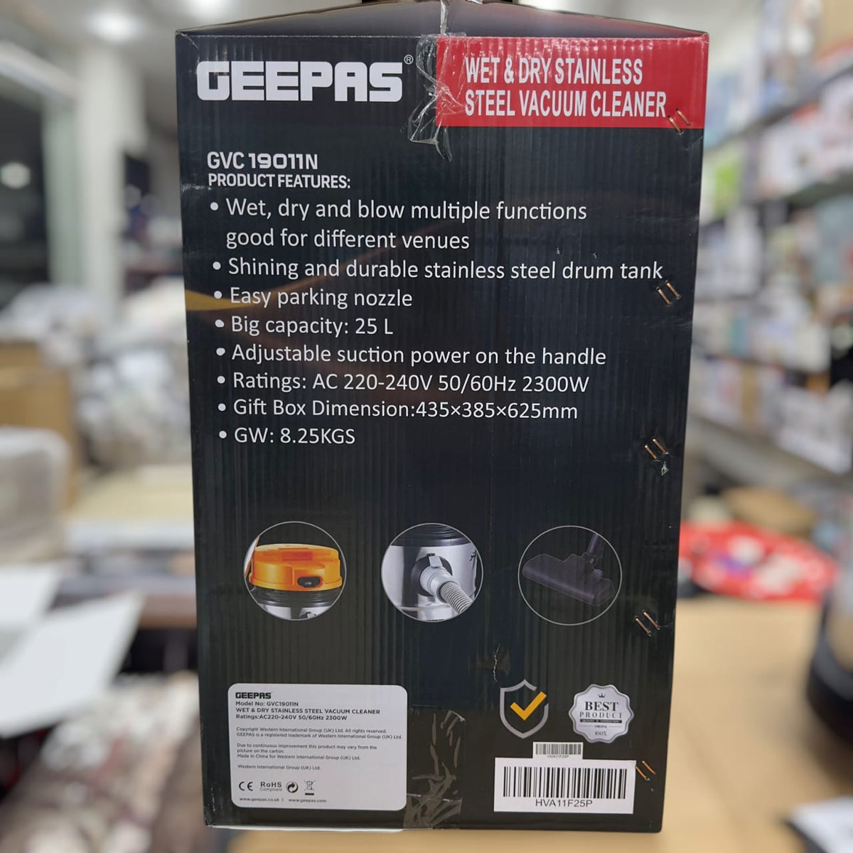 Geepas 25L Dry Vacuum Cleaner & Blower GVC 19011