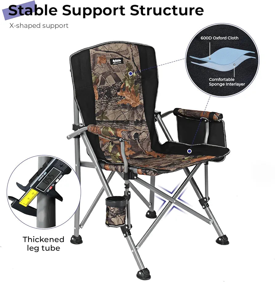 Camping Folding Chair, Heavy Duty Steel Frame Support 150kg