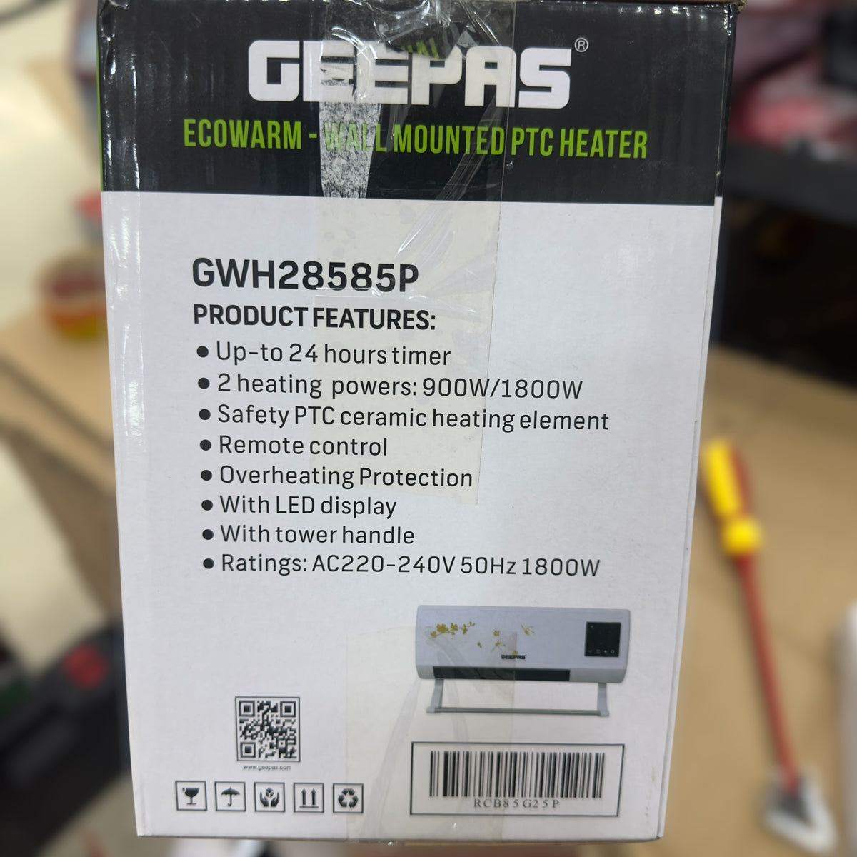 Geepas Eco warm Wall Mounted PTC Heater 28585